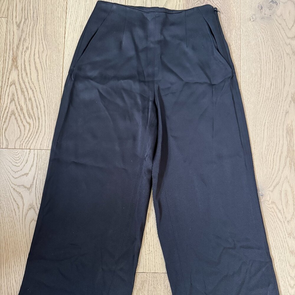 MAIYET Black High-Waisted Wide-Leg Cropped Trousers